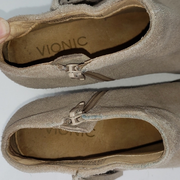 Vionic Womens Upright Faros Ankle Boots Leather Fringe Studded Zip - Picture 7 of 8